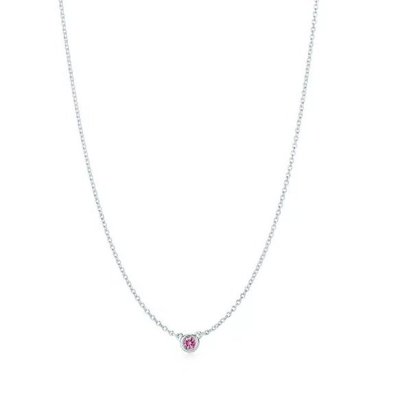 Tiffany & Co. Jewelry - Tiffany & Co. Elsa Peretti Color by the Yard Pink Sapphire Pendant in Silver 16"